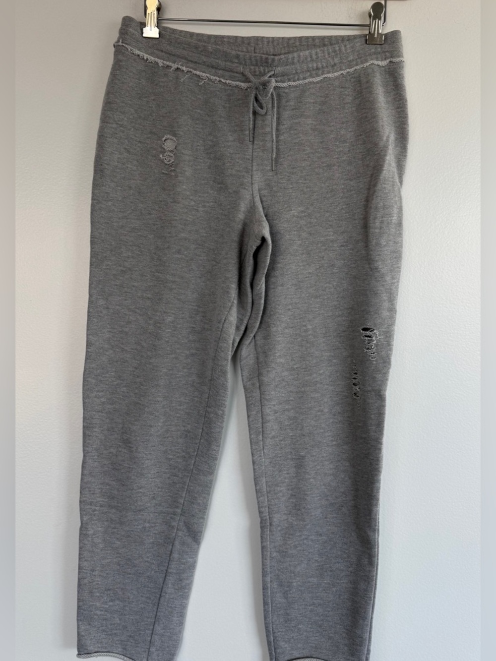 Vince Gray Distressed Drawstring Joggers